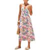 CUPSHE Women’s Long Dresses Summer Sleeveless Beach Casual Side Slit Spaghetti Straps Vacation Graduation Midi Dress(Pink/Blue)