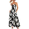 CUPSHE Womens Summer Maxi Dress Casual Sleeveless Square Neck Striped Beach Long Dress with Pockets(Black Floral)