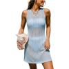 CUPSHE Women’s Swimsuit Cover Up Dress Sleeveless Summer Bikini Cover Up Mini Dress for Swimwear(Light Blue)