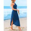 CUPSHE Women Casual Summer Dresses Knit Sundress Halter Sleeveless Cutout Slit Long Beach Vacation Pocket Maxi Cover Up Dress(Blue)
