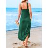 CUPSHE Women Casual Summer Dresses Knit Sundress Halter Sleeveless Cutout Slit Long Beach Vacation Pocket Maxi Cover Up Dress(Green)