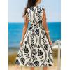 CUPSHE Women Summer Dress Plunging Neck Shoulder Tie Beach Vacation Maxi Dress Sleeveless Elastic Waist Casual Sun Dress(Black White Tropical)