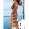 CUPSHE Women’s Bohemian Striped Maxi Dress Sleeveless Spaghetti Strap Fitted Crochet Dress Beach Vacation Long Sundress(Orange)