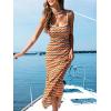 CUPSHE Women’s Bohemian Striped Maxi Dress Sleeveless Spaghetti Strap Fitted Crochet Dress Beach Vacation Long Sundress(Orange)