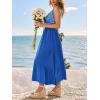 CUPSHE Women’s Boho Floral Maxi Dress Plunging V Neck Sleeveless Long Dress Tiered Ruffle Summer Vacation Beach Dress(Blue)