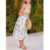 CUPSHE Women’s Boho Floral Midi Dress Tie Shoulder Sleeveless Smocked Sundress Flowy Summer Beach Wedding Guest Dress(White Blue)