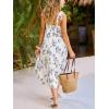 CUPSHE Women’s Boho Floral Midi Dress Tie Shoulder Sleeveless Smocked Sundress Flowy Summer Beach Wedding Guest Dress(White Blue)