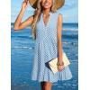 CUPSHE Womens Boho Floral Sundress Tiered Swing Flowy Mini Dress V Neck Button Down Sleeveless Summer Beach Vacation Dress(Blue)