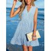 CUPSHE Womens Boho Floral Sundress Tiered Swing Flowy Mini Dress V Neck Button Down Sleeveless Summer Beach Vacation Dress(Blue)