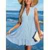 CUPSHE Womens Boho Floral Sundress Tiered Swing Flowy Mini Dress V Neck Button Down Sleeveless Summer Beach Vacation Dress(Blue)