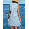 CUPSHE Womens Boho Floral Sundress Tiered Swing Flowy Mini Dress V Neck Button Down Sleeveless Summer Beach Vacation Dress(Blue)