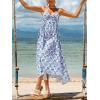 CUPSHE Women’s Boho Paisley Floral Midi Dress Spaghetti Strap Smocked Long Sundress Flowy A Line Summer Beach Vacation Dress(Blue)