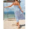 CUPSHE Women’s Boho Paisley Floral Midi Dress Spaghetti Strap Smocked Long Sundress Flowy A Line Summer Beach Vacation Dress(Blue)