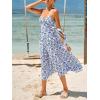 CUPSHE Women’s Boho Paisley Floral Midi Dress Spaghetti Strap Smocked Long Sundress Flowy A Line Summer Beach Vacation Dress(Blue)