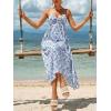 CUPSHE Women’s Boho Paisley Floral Midi Dress Spaghetti Strap Smocked Long Sundress Flowy A Line Summer Beach Vacation Dress(Blue)