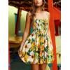 CUPSHE Women’s Floral Mini Dress Tropical Bubble Hem Sleeveless Dresses Square Neck Beach Vacation Summer Dresses(Yellow)