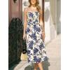 CUPSHE Women’s Floral Smocked Midi Dress Sleeveless Spaghetti Strap Boho Flowy A Line Spring Summer Beach Long Dresses(Blue)