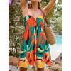 CUPSHE Women’s Mini Summer Dresses Sleeveless Sweetheart Tropical Casual Reasort Wear Sundress Beach Vacation Short Dress(Orange/Green)