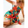 CUPSHE Women’s Mini Summer Dresses Sleeveless Sweetheart Tropical Casual Reasort Wear Sundress Beach Vacation Short Dress(Orange/Green)