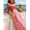 CUPSHE Women’s Summer Boho Floral Maxi Dress Spaghetti Strap Smocked Pleated Cami Sundress Beach Vacation Flowy Long Dress(Pink)