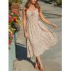 CUPSHE Women’s Summer Dresses Disty Floral Cottage Sleeveless Smocked Countryside Maxi Dress(Beige)