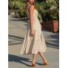 CUPSHE Women’s Summer Dresses Disty Floral Cottage Sleeveless Smocked Countryside Maxi Dress(Beige)