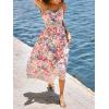 CUPSHE Women’s Summer Dresses Floral Adjustable Spaghetti Strap V Neck Smocked Beach Vacation Flowy Maxi Dress(Pink)