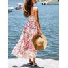 CUPSHE Women’s Summer Dresses Floral Adjustable Spaghetti Strap V Neck Smocked Beach Vacation Flowy Maxi Dress(Pink)