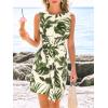 CUPSHE Women’s Summer Dresses Floral Sleeveless Twist Asymmetrical Hem Cocktail Mini Dress(Green)
