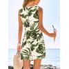 CUPSHE Women’s Summer Dresses Floral Sleeveless Twist Asymmetrical Hem Cocktail Mini Dress(Green)