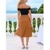 CUPSHE Women’s Summer Dresses Off Shoulder Two-Toned Semi Forma Cocktail Party Midi Dress(Brown)