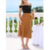 CUPSHE Women’s Summer Dresses Off Shoulder Two-Toned Semi Forma Cocktail Party Midi Dress(Brown)