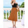 CUPSHE Women’s Summer Dresses Off Shoulder Two-Toned Semi Forma Cocktail Party Midi Dress(Brown)