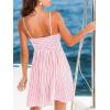 CUPSHE Womens Summer Dresses Smocked Sleeveless Square Neck Striped Mini Dress with Pockets(Red Striped)