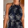 CUPSHE Women’s Summer Dresses Tropical Floral Halter Tie Back Self Tie Belt Sleeveless Casual Beach Mini Dress(Navy)