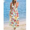 CUPSHE Women’s Summer Dresses Tropical Floral Plunging V Neck Sleeveless Flowy Beach Vacation Maxi Dress(Red Floral)