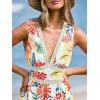 CUPSHE Women’s Summer Dresses Tropical Floral Plunging V Neck Sleeveless Flowy Beach Vacation Maxi Dress(Red Floral)