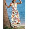 CUPSHE Women’s Summer Dresses Tropical Floral Plunging V Neck Sleeveless Flowy Beach Vacation Maxi Dress(Red Floral)