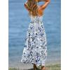 CUPSHE Women’s Summer Floral Maxi Dress Deep V Neck Sleeveless Backless Boho Beach High Waist A-Line Flowy Vacation Sundress(Boho Blue)