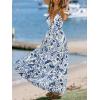 CUPSHE Women’s Summer Floral Maxi Dress Deep V Neck Sleeveless Backless Boho Beach High Waist A-Line Flowy Vacation Sundress(Boho Blue)