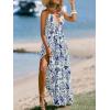 CUPSHE Women’s Summer Floral Maxi Dress Deep V Neck Sleeveless Backless Boho Beach High Waist A-Line Flowy Vacation Sundress(Boho Blue)