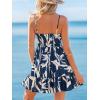 CUPSHE Womens Summer Floral Sundress V Neck Lace Ruffled Beach Dress Casual Boho Sleeveless Mini Dresses Vacation Outfit(Navy Floral)