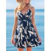 CUPSHE Womens Summer Floral Sundress V Neck Lace Ruffled Beach Dress Casual Boho Sleeveless Mini Dresses Vacation Outfit(Navy Floral)