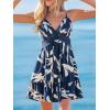 CUPSHE Womens Summer Floral Sundress V Neck Lace Ruffled Beach Dress Casual Boho Sleeveless Mini Dresses Vacation Outfit(Navy Floral)