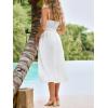 CUPSHE Womens Summer Maxi Dress Casual V Neck Sleeveless Spaghetti Strap A Line Flowy Beach Sundress Wedding Guest Dresses(White)