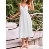 CUPSHE Womens Summer Maxi Dress Casual V Neck Sleeveless Spaghetti Strap A Line Flowy Beach Sundress Wedding Guest Dresses(White)