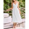 CUPSHE Womens Summer Maxi Dress Casual V Neck Sleeveless Spaghetti Strap A Line Flowy Beach Sundress Wedding Guest Dresses(White)