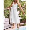 CUPSHE Womens Summer Maxi Dress Casual V Neck Sleeveless Spaghetti Strap A Line Flowy Beach Sundress Wedding Guest Dresses(White)
