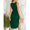 CUPSHE Women’s Summer Midi Dress Sleeveless V Neck Casual Tank Drawstring Waist Pockets Side Slit Beach Vacation Sundress(Green)