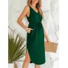 CUPSHE Women’s Summer Midi Dress Sleeveless V Neck Casual Tank Drawstring Waist Pockets Side Slit Beach Vacation Sundress(Green)